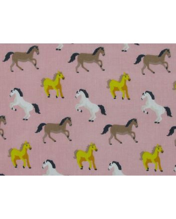 Horses Gallop Polycotton Print, Pink