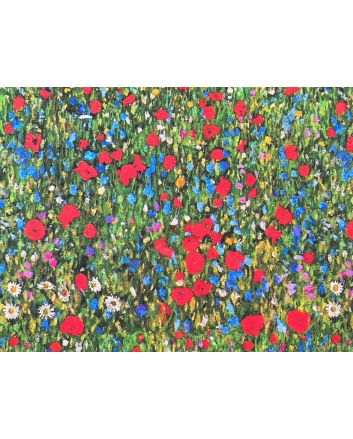 Iconic Art Cotton Print, Klimts Field of Poppies