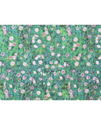 Iconic Art Cotton Print, Klimts White Roses
