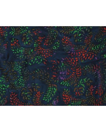 Indian Batik Cotton, Fern Flutter, Navy