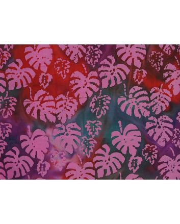 Indian Batik Cotton, Fern Leaf, Pink