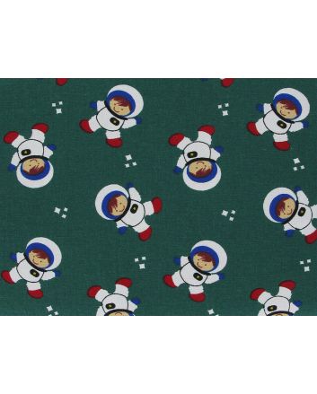 Intergalactic Adventure Cotton Print, Astronaught, Green