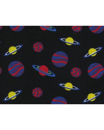 Intergalactic Adventure Cotton Print, Planets, Black