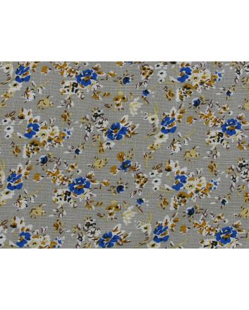 Iris Flowers Printed Rayon Linen Print, Grey