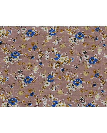 Iris Flowers Printed Rayon Linen Print, Rose