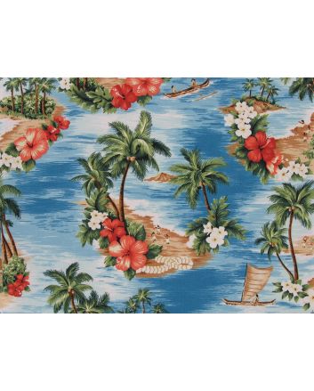 Island Paradise Cotton Poplin Print, Turquoise