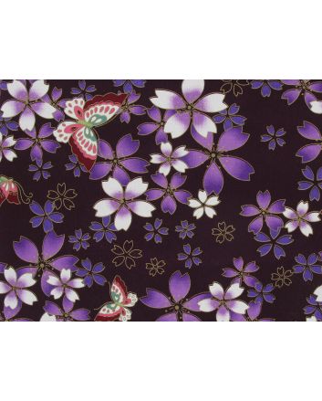 Isumi Japanese Foil Cotton Print, Blossom Butterfly, Purple