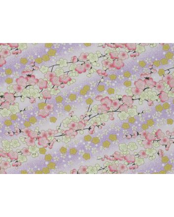 Isumi Japanese Foil Cotton Print, Blossom Garden, Lilac