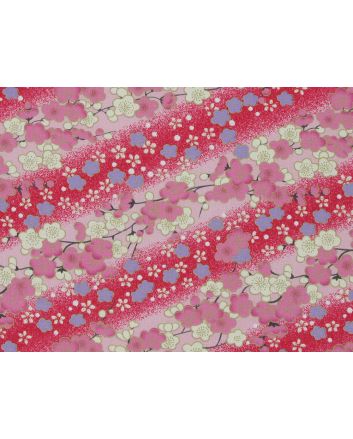 Isumi Japanese Foil Cotton Print, Blossom Garden, Maroon