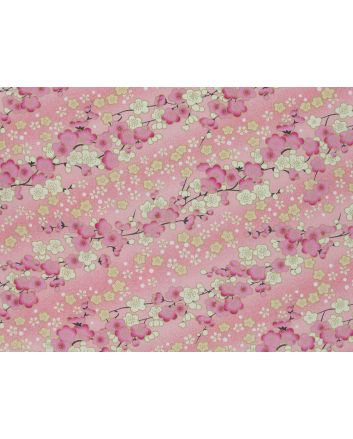 Isumi Japanese Foil Cotton Print, Blossom Garden, Pink