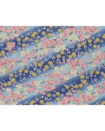 Isumi Japanese Foil Cotton Print, Blossom Garden, Royal