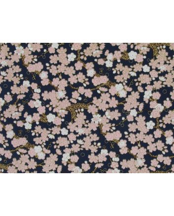Isumi Japanese Foil Cotton Print, Blossom Tree, Navy