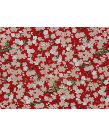 Isumi Japanese Foil Cotton Print, Blossom Tree, Red