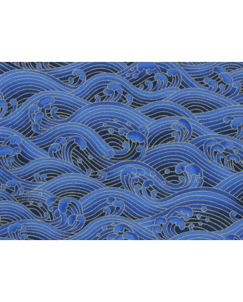 Isumi Japanese Foil Cotton Print, Pacific Waves, Blue