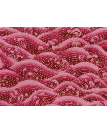 Isumi Japanese Foil Cotton Print, Pacific Waves, Red