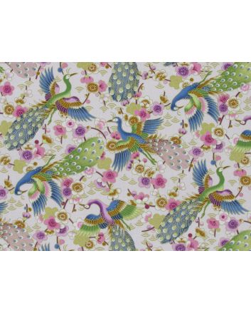 Isumi Japanese Foil Cotton Print, Peacock Flight, Lilac