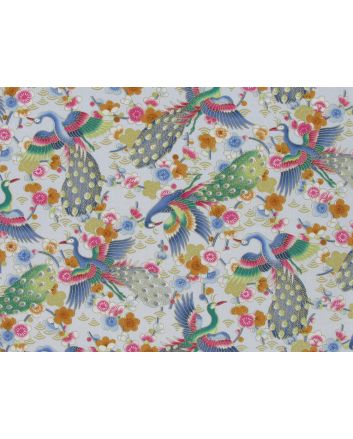Isumi Japanese Foil Cotton Print, Peacock Flight, Sky
