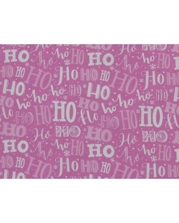 Jolly Christmas Ho Ho Polycotton Print, Pink