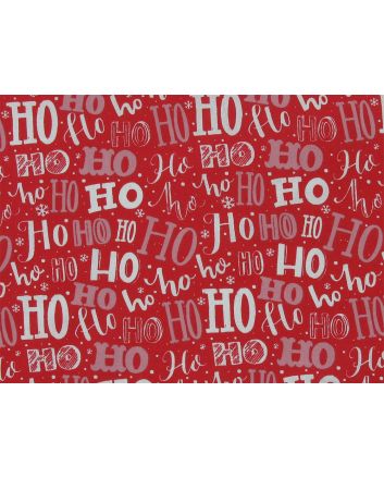 Jolly Christmas Ho Ho Polycotton Print, Red