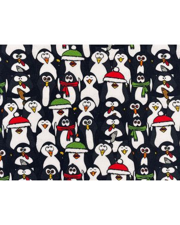 Jolly Christmas Penguins Cotton Print