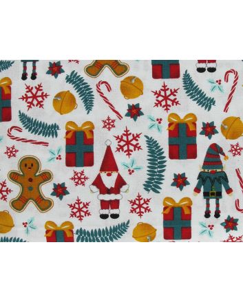 Joys of Christmas Cotton Print, White