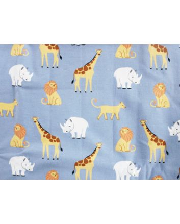 Jungle Animals Cotton Jersey, Blue