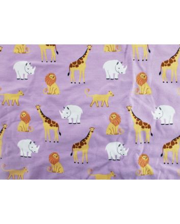 Jungle Animals Cotton Jersey, Lilac