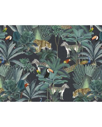 Jungle Prowl Cotton Print, Graphite
