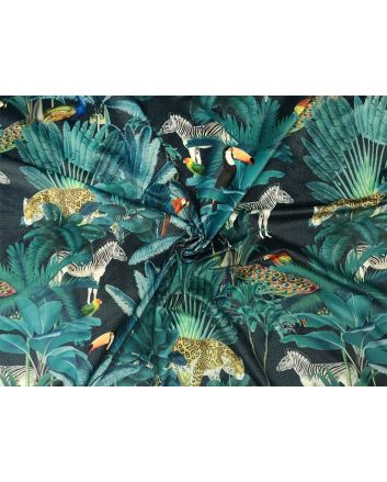 Jungle Prowl Digital Print Velvet, Midnight