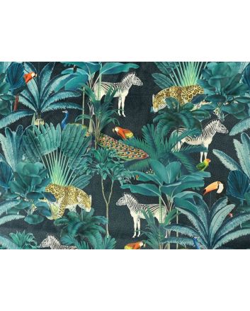 Jungle Prowl Digital Print Velvet, Midnight