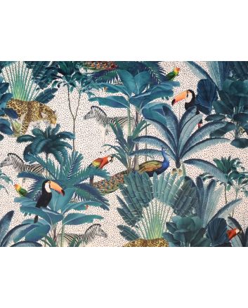 Jungle Prowl Digital Print Velvet, White