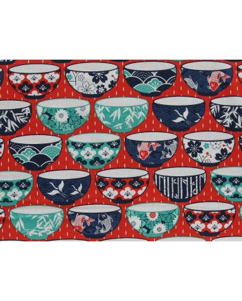 Kyoto Rice Bowl Cotton Print, Orange