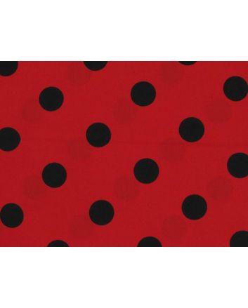Large Black Polka Dot on Red Background Polycotton Print