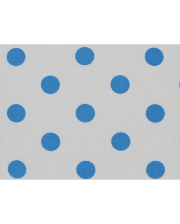 Large Blue Polka Dot on White Background Polycotton Print