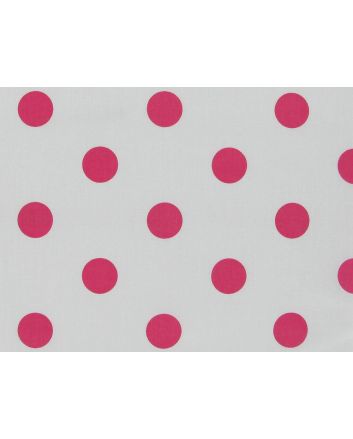 Large Cerise Polka Dot on White Background Polycotton Print