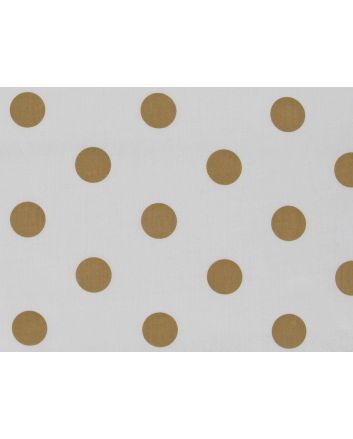 Large Gold Polka Dot on White Background Polycotton Print