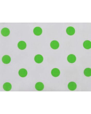 Large Green Polka Dot on White Background Polycotton Print