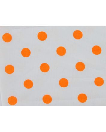 Large Orange Polka Dot on White Background Polycotton Print