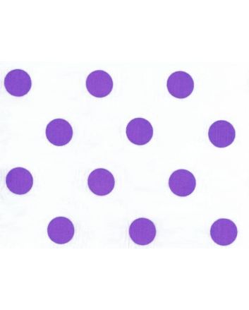 Large Purple Polka Dot on White Background Polycotton Print