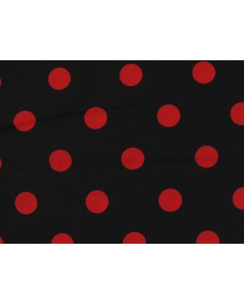 Large Red Polka Dot on Black Background Polycotton Print