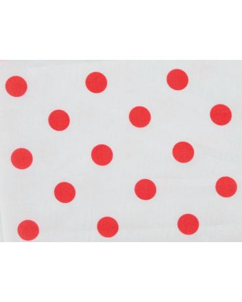 Large Red Polka Dot on White Background Polycotton Print