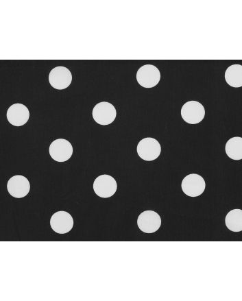 Large White Polka Dot on Black Background Polycotton Print