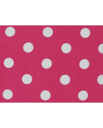 Large White Polka Dot on Cerise Background Polycotton Print