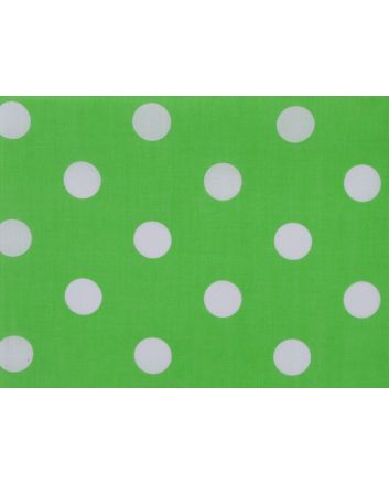 Large White Polka Dot on Green Background Polycotton Print