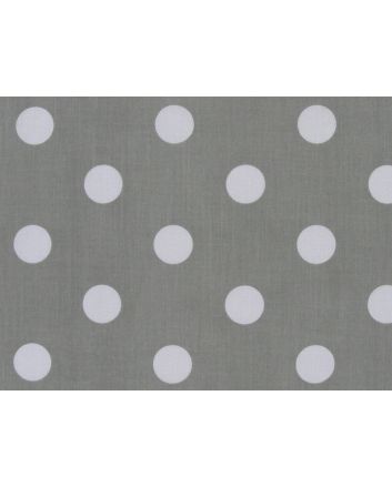 Large White Polka Dot on Grey Background Polycotton Print
