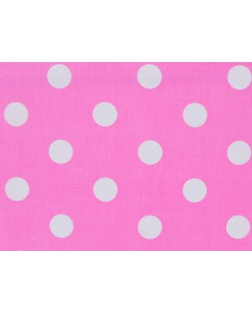 Large White Polka Dot on Pink Background Polycotton Print