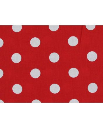 Large White Polka Dot on Red Background Polycotton Print