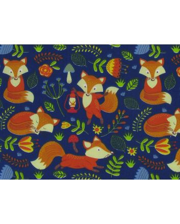 Leafy Fox Forest Polycotton Print