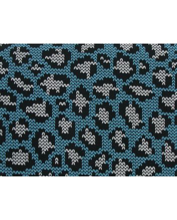 Leopard Knit Print Cotton Jersey, Blue