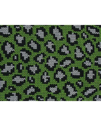 Leopard Knit Print Cotton Jersey, Lime